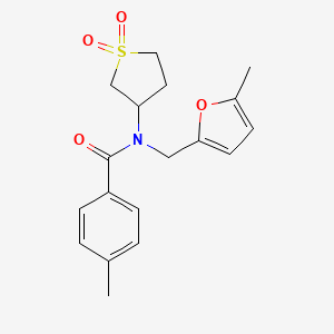 molecular formula C18H21NO4S B12134457 N-(1,1-dioxidotetrahydrothiophen-3-yl)-4-methyl-N-[(5-methylfuran-2-yl)methyl]benzamide 