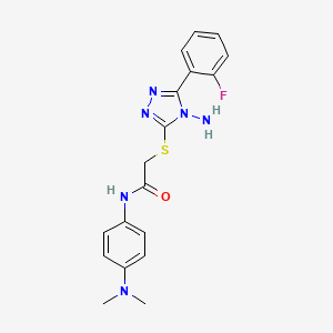 molecular formula C18H19FN6OS B12134480 2-{[4-amino-5-(2-fluorophenyl)-4H-1,2,4-triazol-3-yl]sulfanyl}-N-[4-(dimethylamino)phenyl]acetamide 