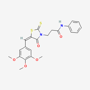 molecular formula C22H22N2O5S2 B12134529 3-[(5E)-4-oxo-2-thioxo-5-(3,4,5-trimethoxybenzylidene)-1,3-thiazolidin-3-yl]-N-phenylpropanamide 