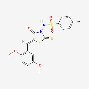 molecular formula C19H18N2O5S3 B12134541 N-[(5Z)-5-(2,5-dimethoxybenzylidene)-4-oxo-2-thioxo-1,3-thiazolidin-3-yl]-4-methylbenzenesulfonamide 