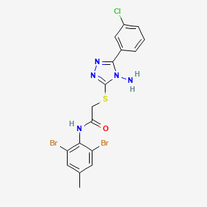 molecular formula C17H14Br2ClN5OS B12134554 2-{[4-amino-5-(3-chlorophenyl)-4H-1,2,4-triazol-3-yl]sulfanyl}-N-(2,6-dibromo-4-methylphenyl)acetamide 