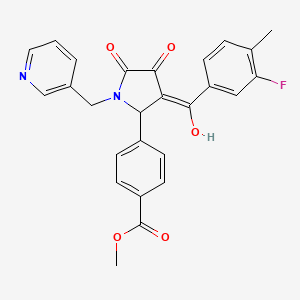 molecular formula C26H21FN2O5 B12134559 Methyl 4-[3-(3-fluoro-4-methylbenzoyl)-4-hydroxy-5-oxo-1-(3-pyridinylmethyl)-2,5-dihydro-1H-pyrrol-2-YL]benzoate CAS No. 618075-99-3