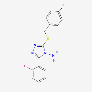 molecular formula C15H12F2N4S B12134567 3-(2-Fluorophenyl)-5-[(4-fluorophenyl)methylthio]-1,2,4-triazole-4-ylamine 