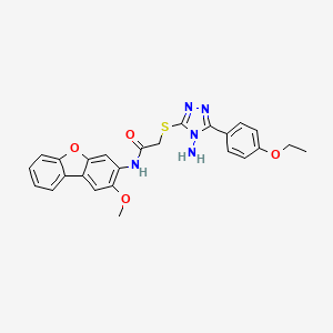 molecular formula C25H23N5O4S B12134579 2-{[4-amino-5-(4-ethoxyphenyl)-4H-1,2,4-triazol-3-yl]sulfanyl}-N-(2-methoxydibenzo[b,d]furan-3-yl)acetamide 