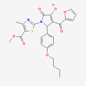 molecular formula C25H24N2O7S B12134634 methyl 2-[2-(4-butoxyphenyl)-3-(furan-2-carbonyl)-4-hydroxy-5-oxo-2,5-dihydro-1H-pyrrol-1-yl]-4-methyl-1,3-thiazole-5-carboxylate 