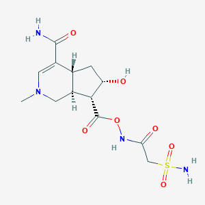 molecular formula C13H20N4O7S B1213464 [(2-sulfamoylacetyl)amino] (4aR,6S,7R,7aS)-4-carbamoyl-6-hydroxy-2-methyl-1,4a,5,6,7,7a-hexahydrocyclopenta[c]pyridine-7-carboxylate 