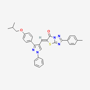 molecular formula C31H27N5O2S B12134724 (5Z)-2-(4-methylphenyl)-5-({3-[4-(2-methylpropoxy)phenyl]-1-phenyl-1H-pyrazol-4-yl}methylidene)[1,3]thiazolo[3,2-b][1,2,4]triazol-6(5H)-one 
