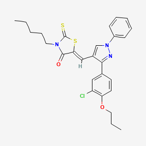 molecular formula C27H28ClN3O2S2 B12134801 (5Z)-5-{[3-(3-chloro-4-propoxyphenyl)-1-phenyl-1H-pyrazol-4-yl]methylidene}-3-pentyl-2-thioxo-1,3-thiazolidin-4-one 