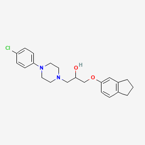 molecular formula C22H27ClN2O2 B12134809 1-[4-(4-Chlorophenyl)piperazinyl]-3-indan-5-yloxypropan-2-ol 