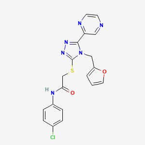 molecular formula C19H15ClN6O2S B12134812 N-(4-chlorophenyl)-2-{[4-(furan-2-ylmethyl)-5-(pyrazin-2-yl)-4H-1,2,4-triazol-3-yl]sulfanyl}acetamide 