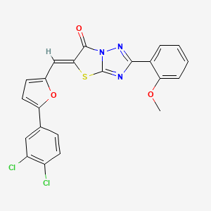 molecular formula C22H13Cl2N3O3S B12134818 (5Z)-5-{[5-(3,4-dichlorophenyl)furan-2-yl]methylidene}-2-(2-methoxyphenyl)[1,3]thiazolo[3,2-b][1,2,4]triazol-6(5H)-one 