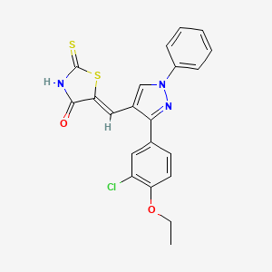 molecular formula C21H16ClN3O2S2 B12134834 (5Z)-5-{[3-(3-chloro-4-ethoxyphenyl)-1-phenyl-1H-pyrazol-4-yl]methylidene}-2-thioxo-1,3-thiazolidin-4-one 