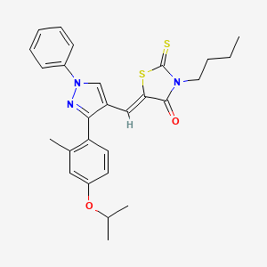 molecular formula C27H29N3O2S2 B12134841 (5Z)-3-butyl-5-({3-[2-methyl-4-(propan-2-yloxy)phenyl]-1-phenyl-1H-pyrazol-4-yl}methylidene)-2-thioxo-1,3-thiazolidin-4-one 