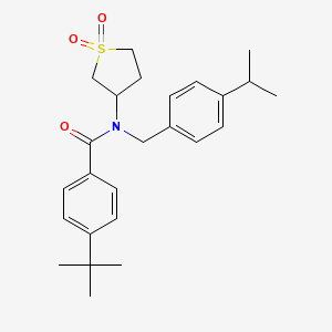molecular formula C25H33NO3S B12134878 4-tert-butyl-N-(1,1-dioxidotetrahydrothiophen-3-yl)-N-[4-(propan-2-yl)benzyl]benzamide 