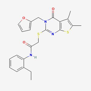molecular formula C23H23N3O3S2 B12134888 N-(2-ethylphenyl)-2-[3-(2-furylmethyl)-5,6-dimethyl-4-oxo(3-hydrothiopheno[2,3-d]pyrimidin-2-ylthio)]acetamide 