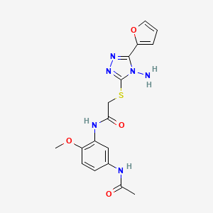 molecular formula C17H18N6O4S B12134928 N-[5-(acetylamino)-2-methoxyphenyl]-2-{[4-amino-5-(furan-2-yl)-4H-1,2,4-triazol-3-yl]sulfanyl}acetamide 