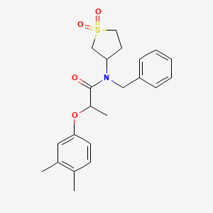 molecular formula C22H27NO4S B12134995 N-benzyl-2-(3,4-dimethylphenoxy)-N-(1,1-dioxidotetrahydrothiophen-3-yl)propanamide 