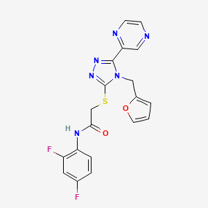 molecular formula C19H14F2N6O2S B12134997 N-(2,4-difluorophenyl)-2-{[4-(furan-2-ylmethyl)-5-(pyrazin-2-yl)-4H-1,2,4-triazol-3-yl]sulfanyl}acetamide 