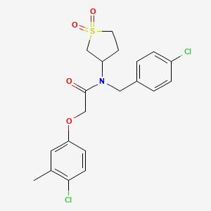 molecular formula C20H21Cl2NO4S B12135053 N-(4-chlorobenzyl)-2-(4-chloro-3-methylphenoxy)-N-(1,1-dioxidotetrahydrothiophen-3-yl)acetamide 