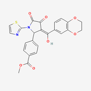 molecular formula C24H18N2O7S B12135084 methyl 4-[(3E)-3-[2,3-dihydro-1,4-benzodioxin-6-yl(hydroxy)methylidene]-4,5-dioxo-1-(1,3-thiazol-2-yl)pyrrolidin-2-yl]benzoate 
