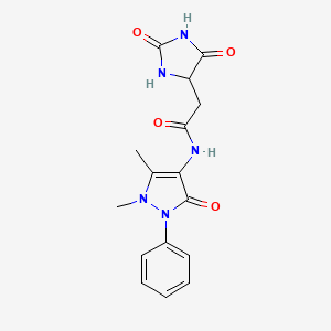 molecular formula C16H17N5O4 B12135112 N-(1,5-dimethyl-3-oxo-2-phenyl-2,3-dihydro-1H-pyrazol-4-yl)-2-(2,5-dioxoimidazolidin-4-yl)acetamide 