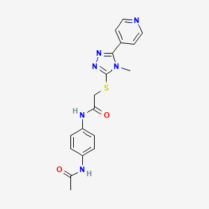 molecular formula C18H18N6O2S B12135147 N-[4-(acetylamino)phenyl]-2-{[4-methyl-5-(pyridin-4-yl)-4H-1,2,4-triazol-3-yl]sulfanyl}acetamide 