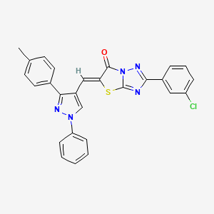 molecular formula C27H18ClN5OS B12135153 (5Z)-2-(3-chlorophenyl)-5-{[3-(4-methylphenyl)-1-phenyl-1H-pyrazol-4-yl]methylidene}[1,3]thiazolo[3,2-b][1,2,4]triazol-6(5H)-one 