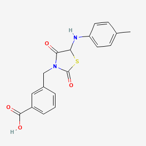 molecular formula C18H16N2O4S B12135178 3-[[5-(4-Methylanilino)-2,4-dioxo-1,3-thiazolidin-3-yl]methyl]benzoic acid 