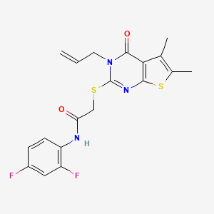 molecular formula C19H17F2N3O2S2 B12135208 N-(2,4-difluorophenyl)-2-(5,6-dimethyl-4-oxo-3-prop-2-enyl(3-hydrothiopheno[2, 3-d]pyrimidin-2-ylthio))acetamide 