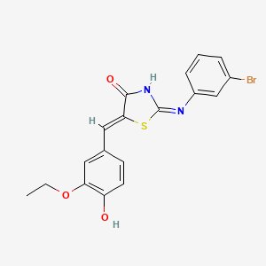 molecular formula C18H15BrN2O3S B12135213 (2E,5Z)-2-[(3-bromophenyl)imino]-5-(3-ethoxy-4-hydroxybenzylidene)-1,3-thiazolidin-4-one 