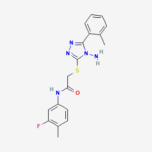 molecular formula C18H18FN5OS B12135255 2-[4-amino-5-(2-methylphenyl)(1,2,4-triazol-3-ylthio)]-N-(3-fluoro-4-methylphe nyl)acetamide 