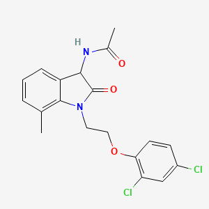 molecular formula C19H18Cl2N2O3 B12135290 N-{1-[2-(2,4-dichlorophenoxy)ethyl]-7-methyl-2-oxoindolin-3-yl}acetamide 