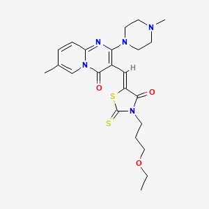 molecular formula C23H29N5O3S2 B12135311 3-{(Z)-[3-(3-ethoxypropyl)-4-oxo-2-thioxo-1,3-thiazolidin-5-ylidene]methyl}-7-methyl-2-(4-methylpiperazin-1-yl)-4H-pyrido[1,2-a]pyrimidin-4-one 