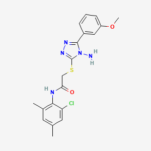 molecular formula C19H20ClN5O2S B12135345 2-{[4-amino-5-(3-methoxyphenyl)-4H-1,2,4-triazol-3-yl]sulfanyl}-N-(2-chloro-4,6-dimethylphenyl)acetamide 