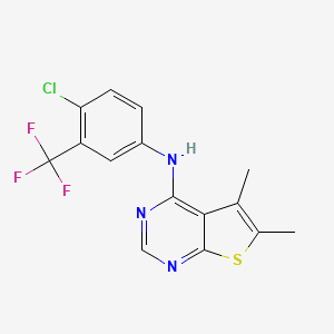 molecular formula C15H11ClF3N3S B12135439 N-[4-chloro-3-(trifluoromethyl)phenyl]-5,6-dimethylthieno[2,3-d]pyrimidin-4-amine 