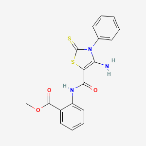 molecular formula C18H15N3O3S2 B12135481 Methyl 2-{[(4-amino-3-phenyl-2-thioxo-2,3-dihydro-1,3-thiazol-5-yl)carbonyl]amino}benzoate 