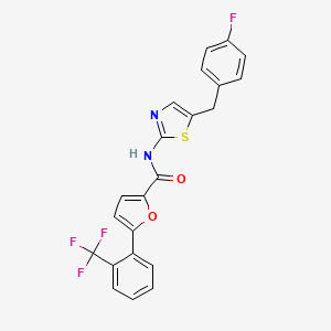 molecular formula C22H14F4N2O2S B12135610 N-[5-(4-fluorobenzyl)-1,3-thiazol-2-yl]-5-[2-(trifluoromethyl)phenyl]furan-2-carboxamide 