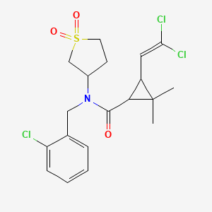 molecular formula C19H22Cl3NO3S B12135623 N-(2-chlorobenzyl)-3-(2,2-dichloroethenyl)-N-(1,1-dioxidotetrahydrothiophen-3-yl)-2,2-dimethylcyclopropanecarboxamide 