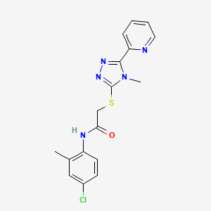 molecular formula C17H16ClN5OS B12135624 N-(4-chloro-2-methylphenyl)-2-{[4-methyl-5-(pyridin-2-yl)-4H-1,2,4-triazol-3-yl]sulfanyl}acetamide 