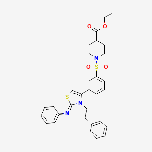 molecular formula C31H33N3O4S2 B12135661 ethyl 1-({3-[(2Z)-3-(2-phenylethyl)-2-(phenylimino)-2,3-dihydro-1,3-thiazol-4-yl]phenyl}sulfonyl)piperidine-4-carboxylate 