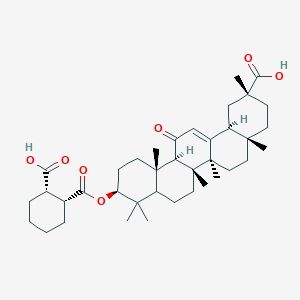 molecular formula C38H56O7 B1213567 (2R,4aS,6aR,6aS,6bR,10S,12aS,14bS)-10-[(1R,2S)-2-carboxycyclohexanecarbonyl]oxy-2,4a,6a,6b,9,9,12a-heptamethyl-13-oxo-3,4,5,6,6a,7,8,8a,10,11,12,14b-dodecahydro-1H-picene-2-carboxylic acid 