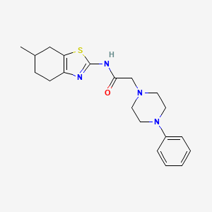 molecular formula C20H26N4OS B12135725 N-(6-methyl-4,5,6,7-tetrahydro-1,3-benzothiazol-2-yl)-2-(4-phenylpiperazin-1-yl)acetamide 