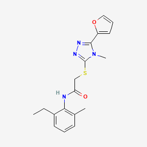 molecular formula C18H20N4O2S B12135819 N-(2-ethyl-6-methylphenyl)-2-{[5-(furan-2-yl)-4-methyl-4H-1,2,4-triazol-3-yl]sulfanyl}acetamide 