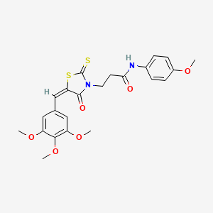 molecular formula C23H24N2O6S2 B12135866 N-(4-methoxyphenyl)-3-[(5E)-4-oxo-2-thioxo-5-(3,4,5-trimethoxybenzylidene)-1,3-thiazolidin-3-yl]propanamide 