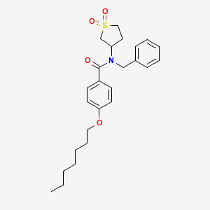 molecular formula C25H33NO4S B12135963 N-benzyl-N-(1,1-dioxidotetrahydrothiophen-3-yl)-4-(heptyloxy)benzamide 