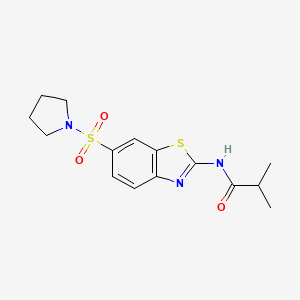 molecular formula C15H19N3O3S2 B12135992 2-methyl-N-[6-(pyrrolidinylsulfonyl)benzothiazol-2-yl]propanamide 