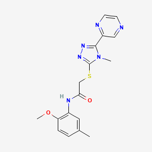molecular formula C17H18N6O2S B12136009 N-(2-methoxy-5-methylphenyl)-2-{[4-methyl-5-(pyrazin-2-yl)-4H-1,2,4-triazol-3-yl]sulfanyl}acetamide 
