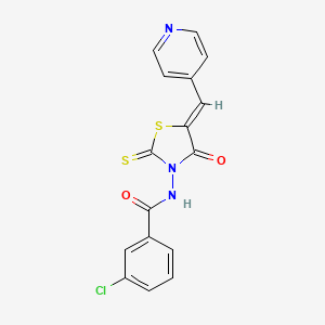 molecular formula C16H10ClN3O2S2 B12136163 3-chloro-N-[(5Z)-4-oxo-5-(pyridin-4-ylmethylidene)-2-thioxo-1,3-thiazolidin-3-yl]benzamide 