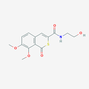 molecular formula C14H15NO5S B12136202 N-(2-hydroxyethyl)-7,8-dimethoxy-1-oxo-1H-isothiochromene-3-carboxamide 