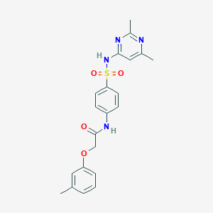 molecular formula C21H22N4O4S B12136239 N-[4-(2,6-Dimethyl-pyrimidin-4-ylsulfamoyl)-phenyl]-2-m-tolyloxy-acetamide 